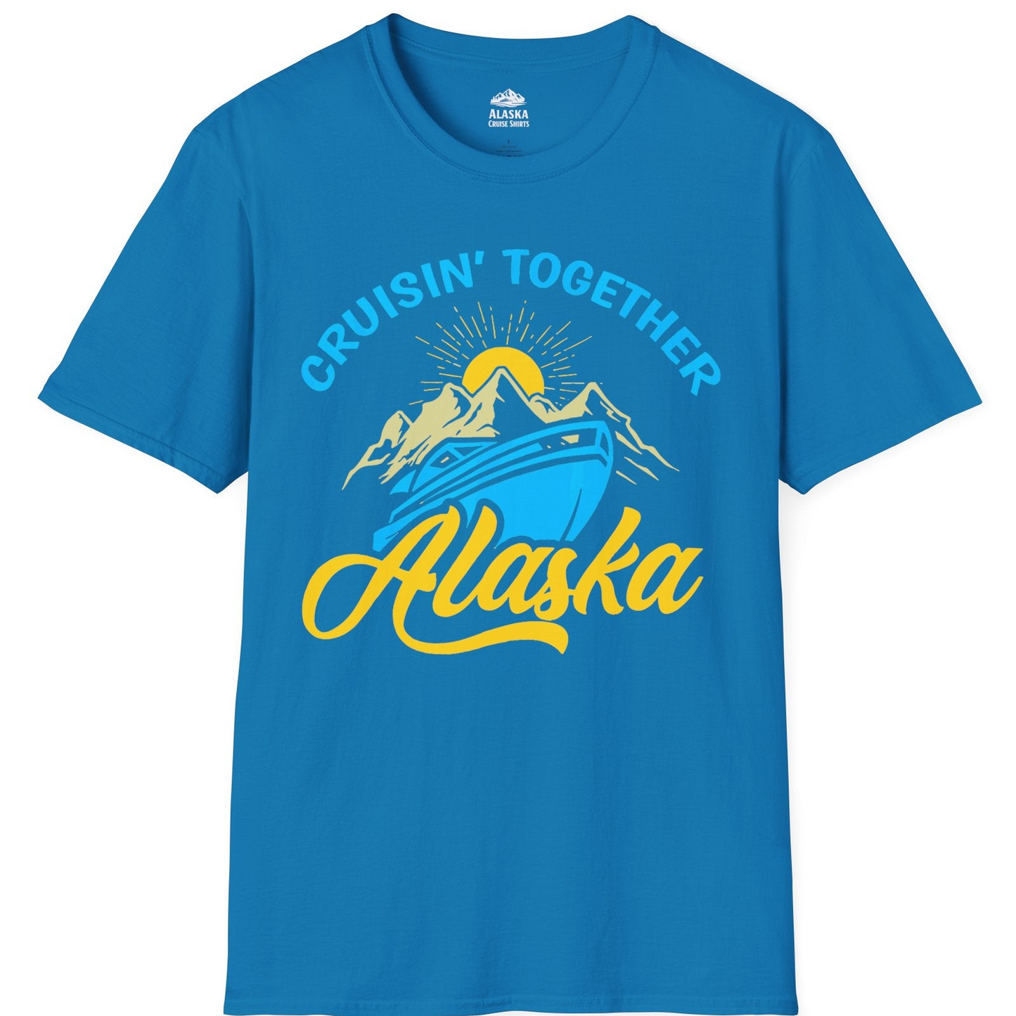 Alaska Cruise Adventure Mountains Sunrise Retro Shirt for Travelers — T-Shirt T-Shirt – Sapphire – Alaska Cruise Shirts