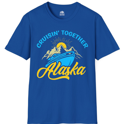 Alaska Cruise Adventure Mountains Sunrise Retro Shirt for Travelers — T-Shirt T-Shirt – Royal – Alaska Cruise Shirts