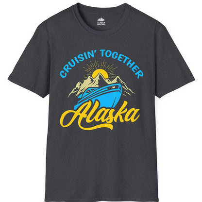Alaska Cruise Adventure Mountains Sunrise Retro Shirt for Travelers — T-Shirt T-Shirt – Dark Heather Grey – Alaska Cruise Shirts