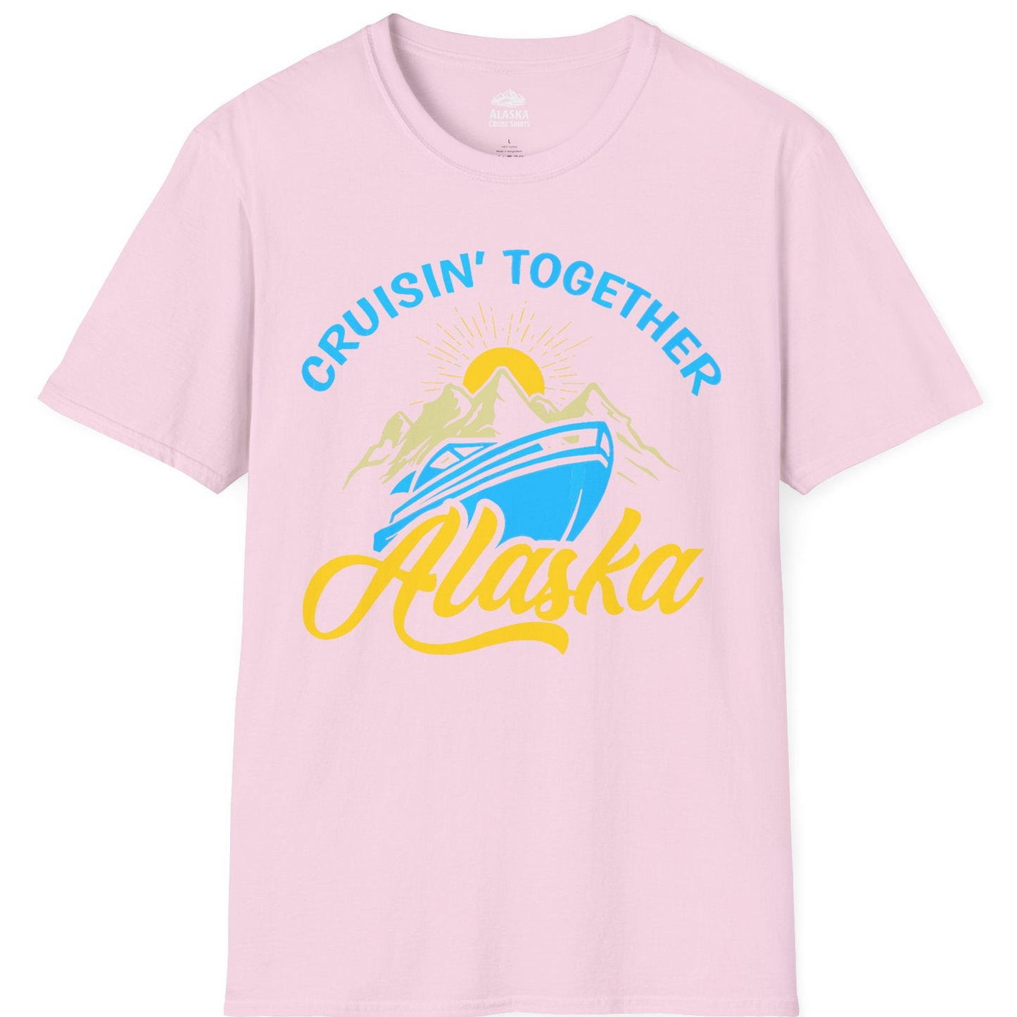 Alaska Cruise Adventure Mountains Sunrise Retro Shirt for Travelers — T-Shirt T-Shirt – Light Pink – Alaska Cruise Shirts