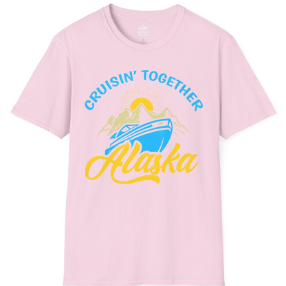 Alaska Cruise Adventure Mountains Sunrise Retro Shirt for Travelers — T-Shirt T-Shirt – Light Pink – Alaska Cruise Shirts