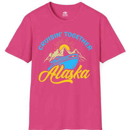Alaska Cruise Adventure Mountains Sunrise Retro Shirt for Travelers — T-Shirt T-Shirt – Heliconia – Alaska Cruise Shirts