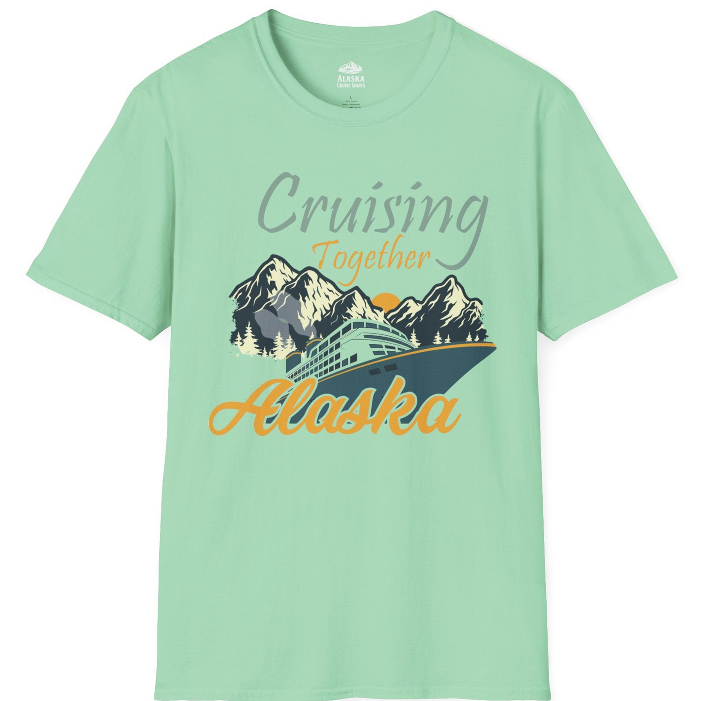 Cruising Together Alaska Mountains Family Alaska Cruise Adventure Shirt — T-Shirt T-Shirt – Mint Green – Alaska Cruise Shirts