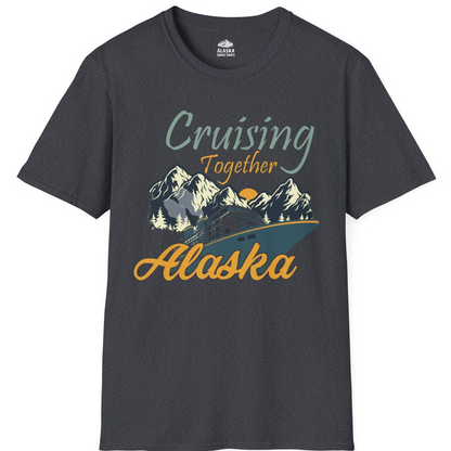 Cruising Together Alaska Mountains Family Alaska Cruise Adventure Shirt — T-Shirt T-Shirt – Dark Heather Grey – Alaska Cruise Shirts