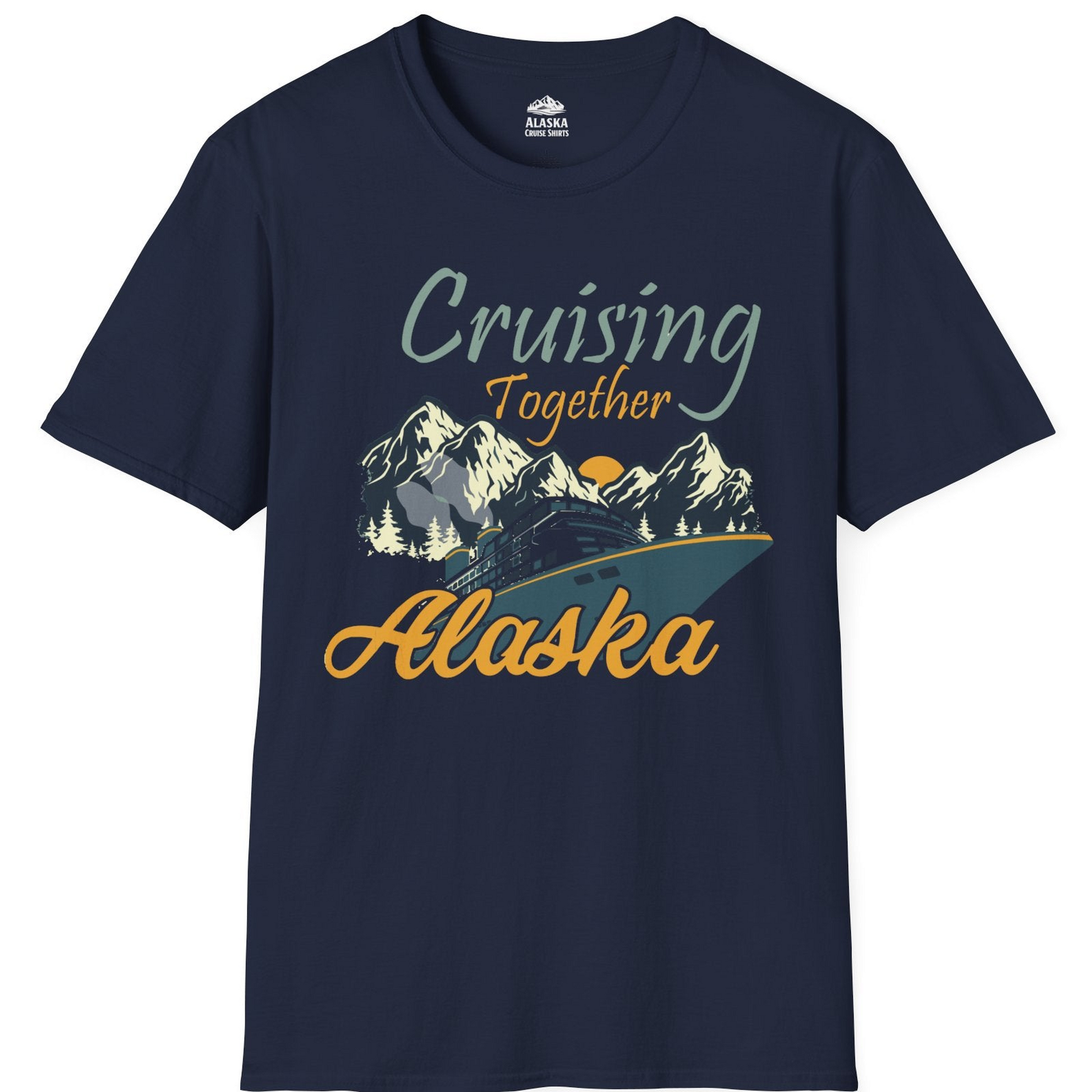 Cruising Together Alaska Mountains Family Alaska Cruise Adventure Shirt — T-Shirt T-Shirt – Navy – Alaska Cruise Shirts