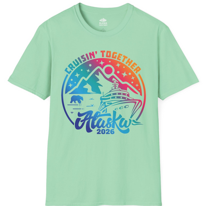 Alaska Cruise Adventure Mountains Wildlife Retro Family Group Shirt 2026 — T-Shirt T-Shirt – Mint Green – Alaska Cruise Shirts