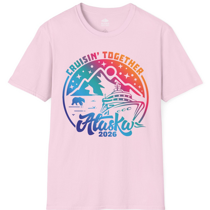Alaska Cruise Adventure Mountains Wildlife Retro Family Group Shirt 2026 — T-Shirt T-Shirt – Light Pink – Alaska Cruise Shirts