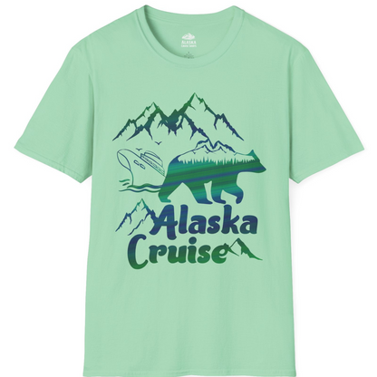 Alaska Cruise Bear Mountains Silhouette Shirt T-Shirt – Mint Green – Alaska Cruise Shirts