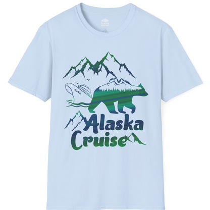 Alaska Cruise Bear Mountains Silhouette Shirt T-Shirt – Light Blue – Alaska Cruise Shirts