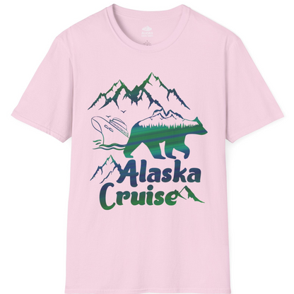 Alaska Cruise Bear Mountains Silhouette Shirt T-Shirt – Light Pink – Alaska Cruise Shirts