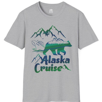 Alaska Cruise Bear Mountains Silhouette Shirt T-Shirt – Sport Grey – Alaska Cruise Shirts