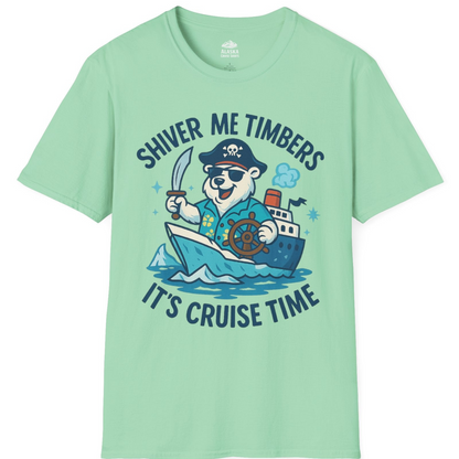 Funny Polar Bear Pirate Cruise Vacation Shirt T-Shirt – Mint Green – Alaska Cruise Shirts