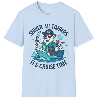 Funny Polar Bear Pirate Cruise Vacation Shirt T-Shirt – Light Blue – Alaska Cruise Shirts