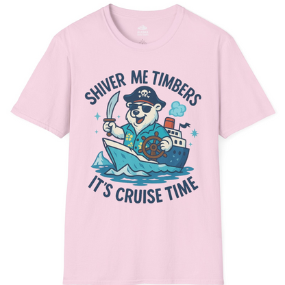 Funny Polar Bear Pirate Cruise Vacation Shirt T-Shirt – Light Pink – Alaska Cruise Shirts