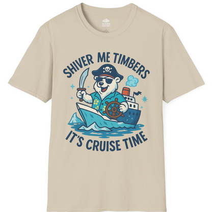 Funny Polar Bear Pirate Cruise Vacation Shirt T-Shirt – Sand – Alaska Cruise Shirts