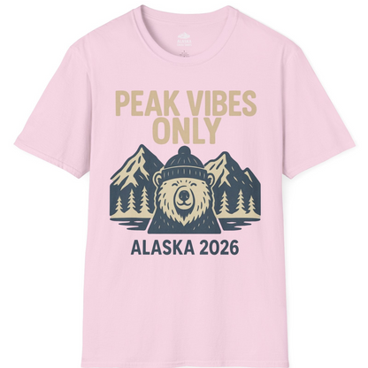 Alaska 2026 Mountain Adventure Bear T-Shirt – Light Pink – Alaska Cruise Shirts