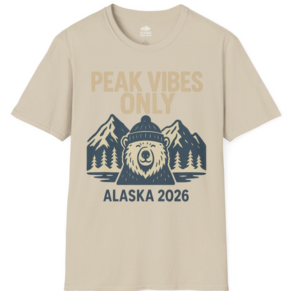 Alaska 2026 Mountain Adventure Bear T-Shirt – Sand – Alaska Cruise Shirts
