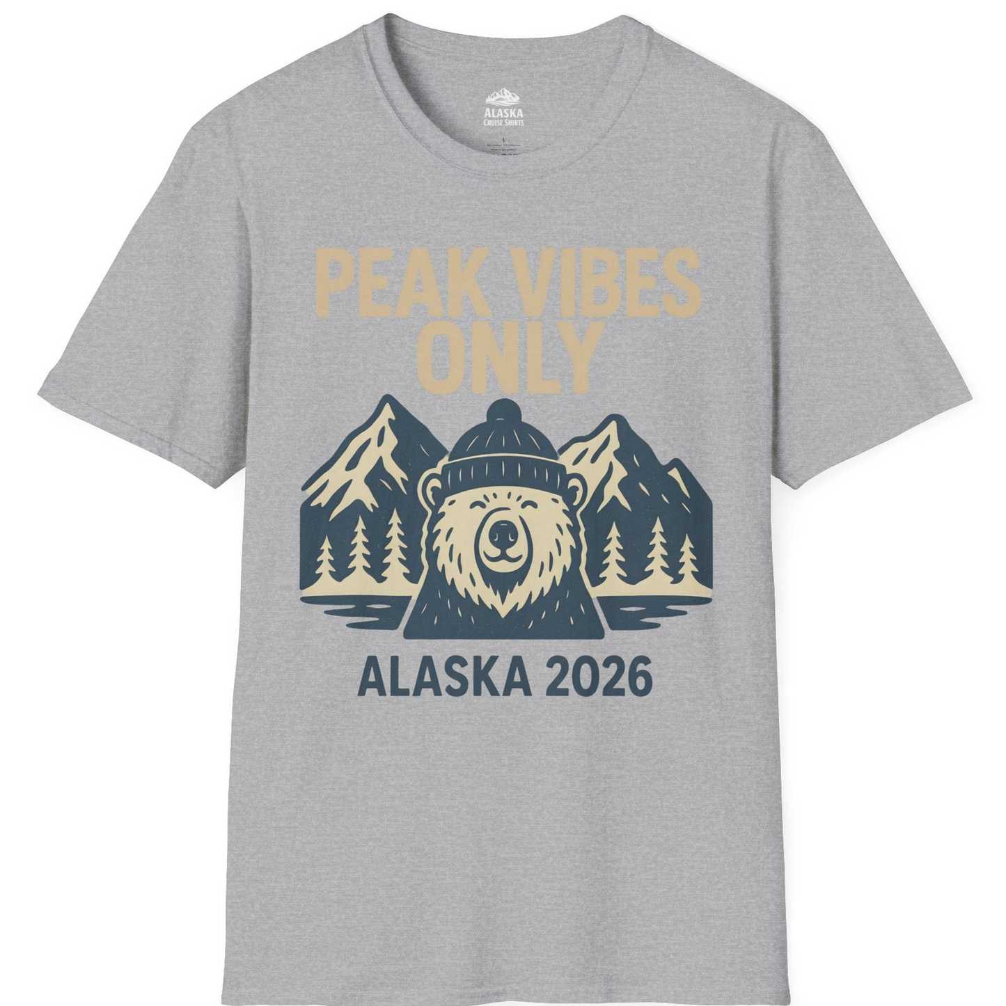 Alaska 2026 Mountain Adventure Bear T-Shirt – Sport Grey – Alaska Cruise Shirts