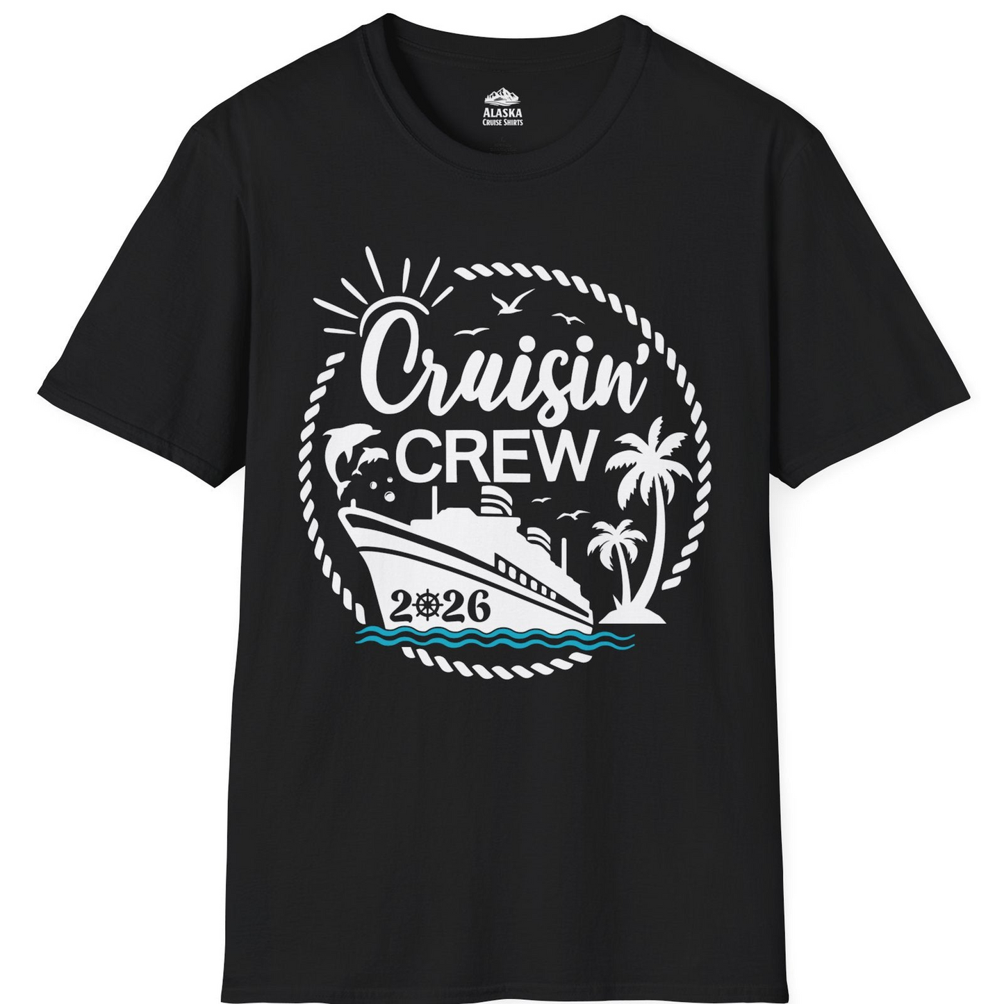 Cruisin Crew Shirt Tropical Family Group Cruise 2026 Caribbean Islands — T-Shirt T-Shirt – Black – Alaska Cruise Shirts