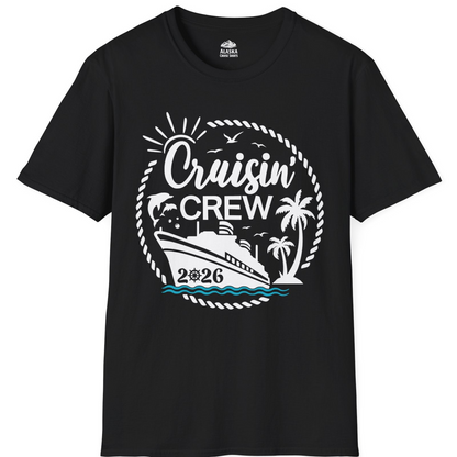 Cruisin Crew Shirt Tropical Family Group Cruise 2026 Caribbean Islands — T-Shirt T-Shirt – Black – Alaska Cruise Shirts