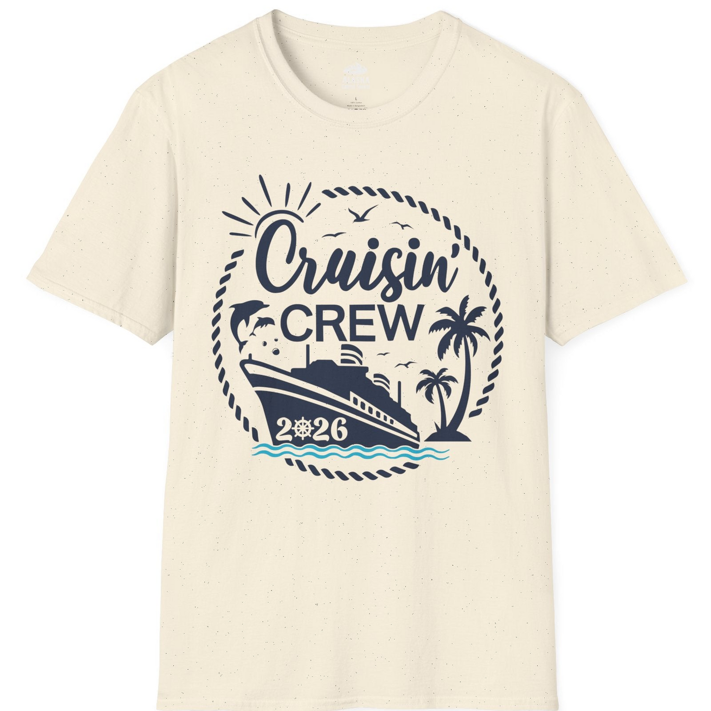 Cruisin Crew Shirt Tropical Family Group Cruise 2026 Caribbean Islands — T-Shirt T-Shirt – Natural – Alaska Cruise Shirts