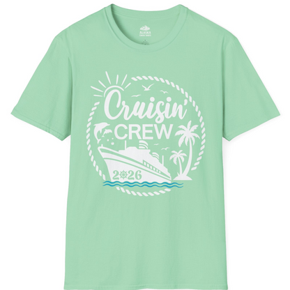 Cruisin Crew Shirt Tropical Family Group Cruise 2026 Caribbean Islands — T-Shirt T-Shirt – Mint Green – Alaska Cruise Shirts