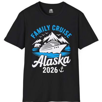 Alaska Family Cruise Shirt 2026 Mountains Wildlife Adventure Tee — T-Shirt T-Shirt – Black – Alaska Cruise Shirts