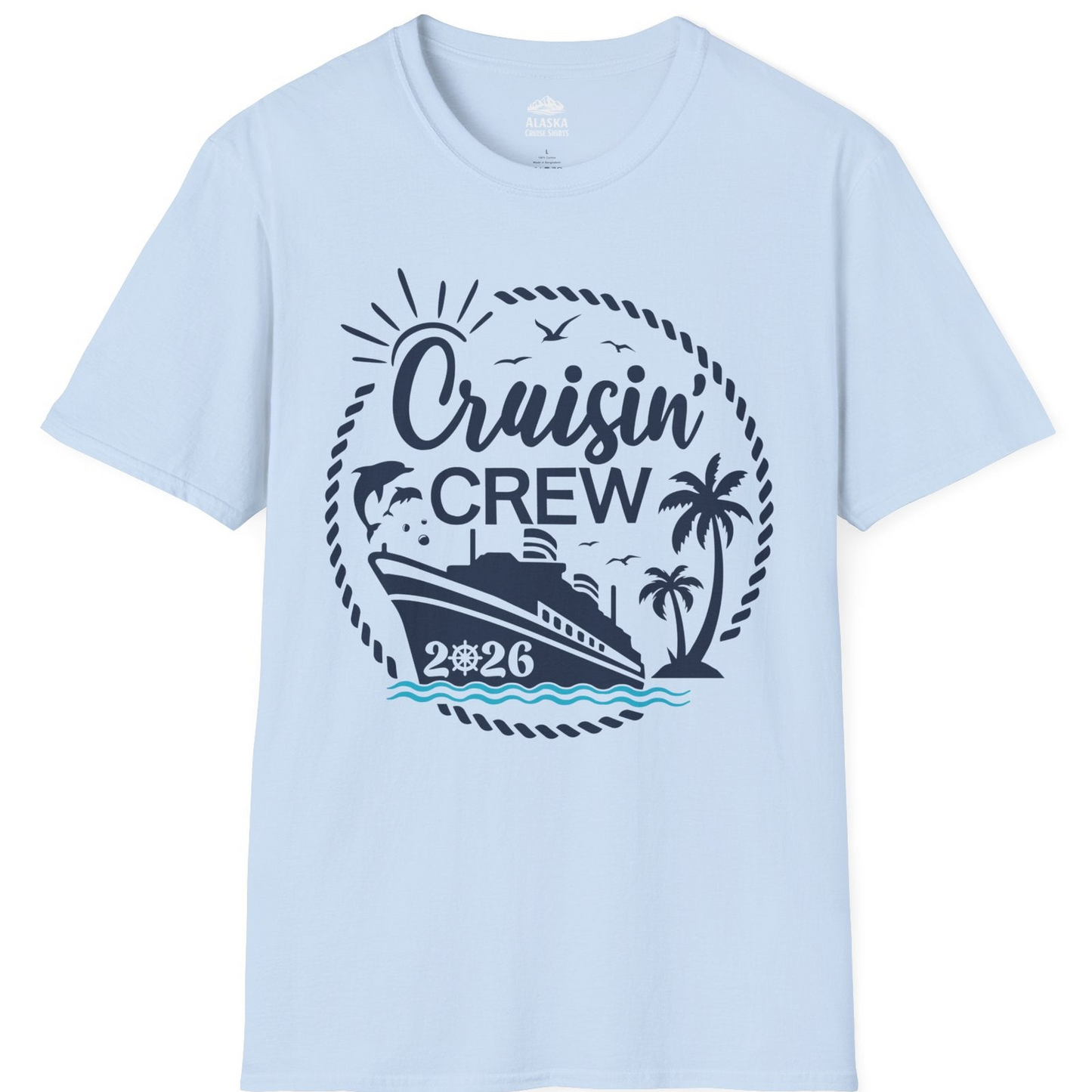 Cruisin Crew Shirt Tropical Family Group Cruise 2026 Caribbean Islands — T-Shirt T-Shirt – Light Blue – Alaska Cruise Shirts