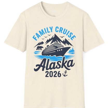 Alaska Family Cruise Shirt 2026 Mountains Wildlife Adventure Tee — T-Shirt T-Shirt – Natural – Alaska Cruise Shirts