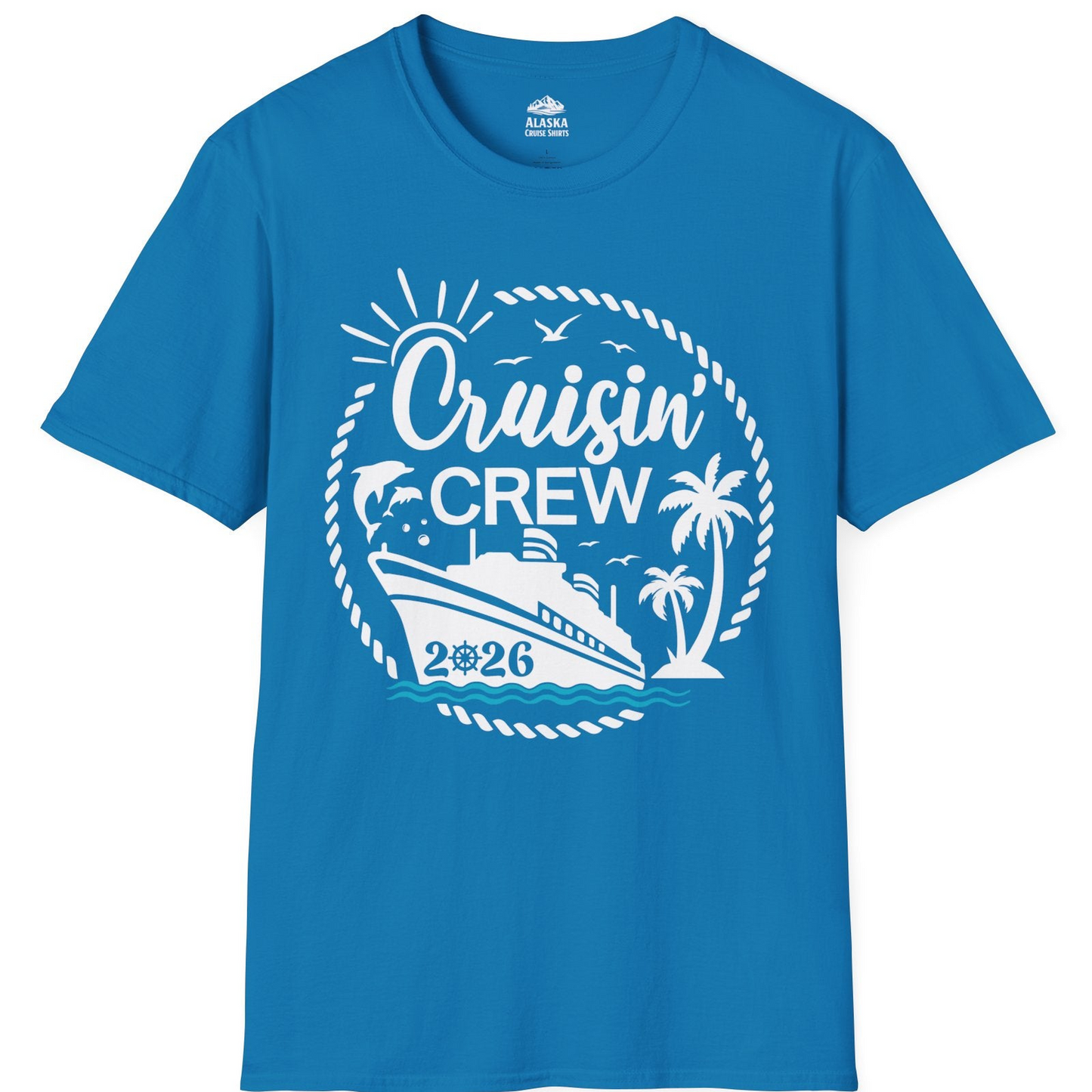 Cruisin Crew Shirt Tropical Family Group Cruise 2026 Caribbean Islands — T-Shirt T-Shirt – Sapphire – Alaska Cruise Shirts