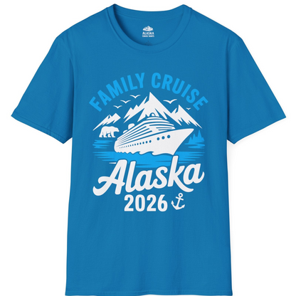 Alaska Family Cruise Shirt 2026 Mountains Wildlife Adventure Tee — T-Shirt T-Shirt – Sapphire – Alaska Cruise Shirts