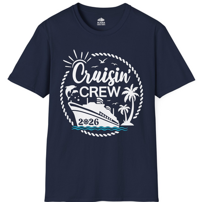 Cruisin Crew Shirt Tropical Family Group Cruise 2026 Caribbean Islands — T-Shirt T-Shirt – Navy – Alaska Cruise Shirts