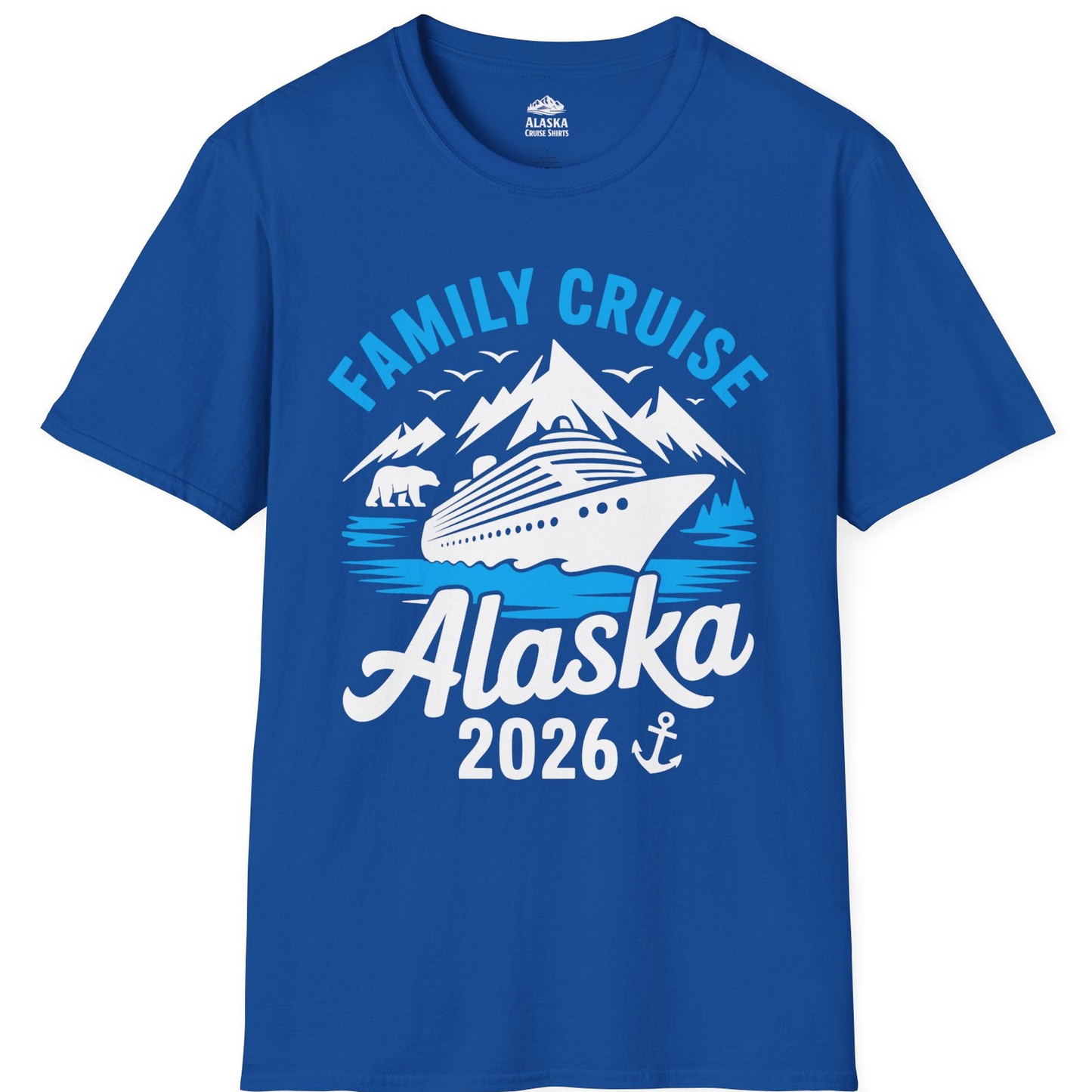 Alaska Family Cruise Shirt 2026 Mountains Wildlife Adventure Tee — T-Shirt T-Shirt – Royal – Alaska Cruise Shirts