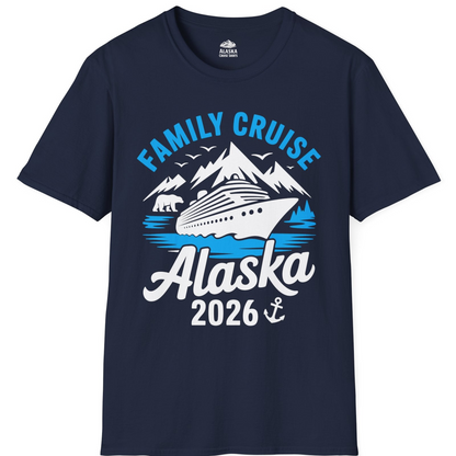 Alaska Family Cruise Shirt 2026 Mountains Wildlife Adventure Tee — T-Shirt T-Shirt – Navy – Alaska Cruise Shirts