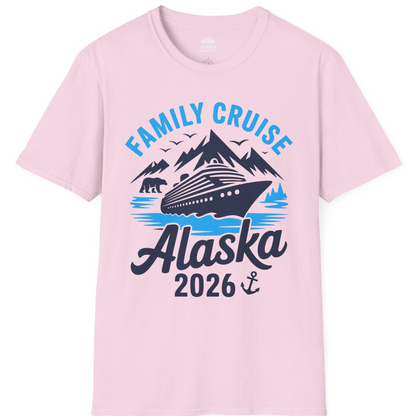 Alaska Family Cruise Shirt 2026 Mountains Wildlife Adventure Tee — T-Shirt T-Shirt – Light Pink – Alaska Cruise Shirts