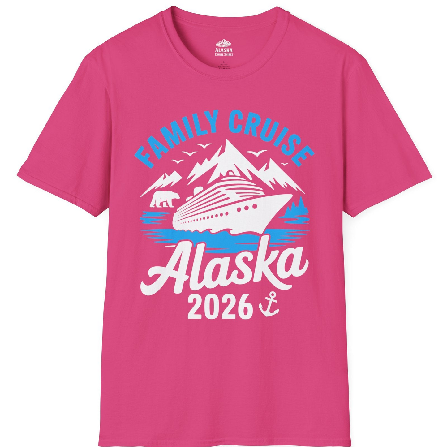 Alaska Family Cruise Shirt 2026 Mountains Wildlife Adventure Tee — T-Shirt T-Shirt – Heliconia – Alaska Cruise Shirts