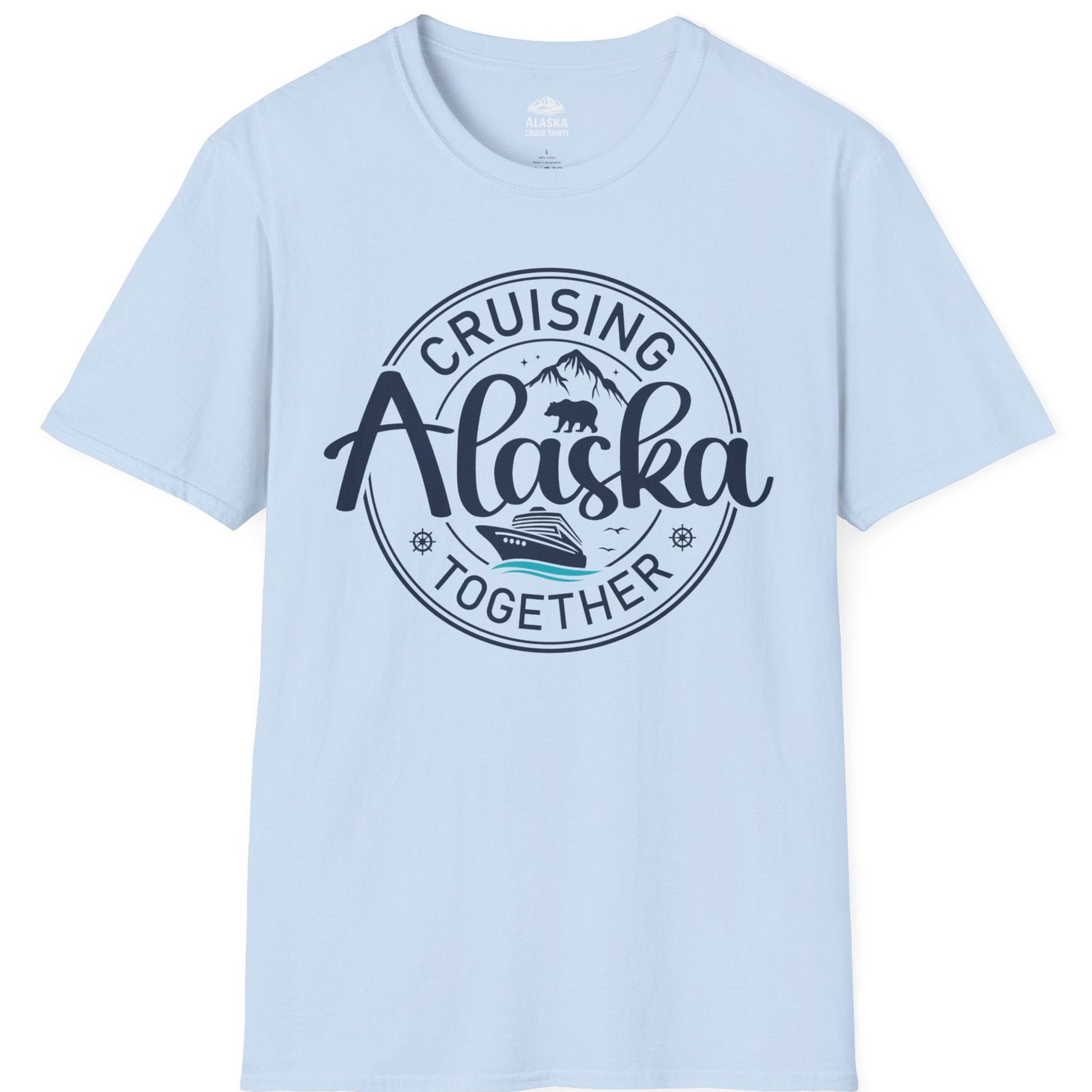 Alaska Cruise Adventure Retro Badge Shirt T-Shirt – Light Blue – Alaska Cruise Shirts
