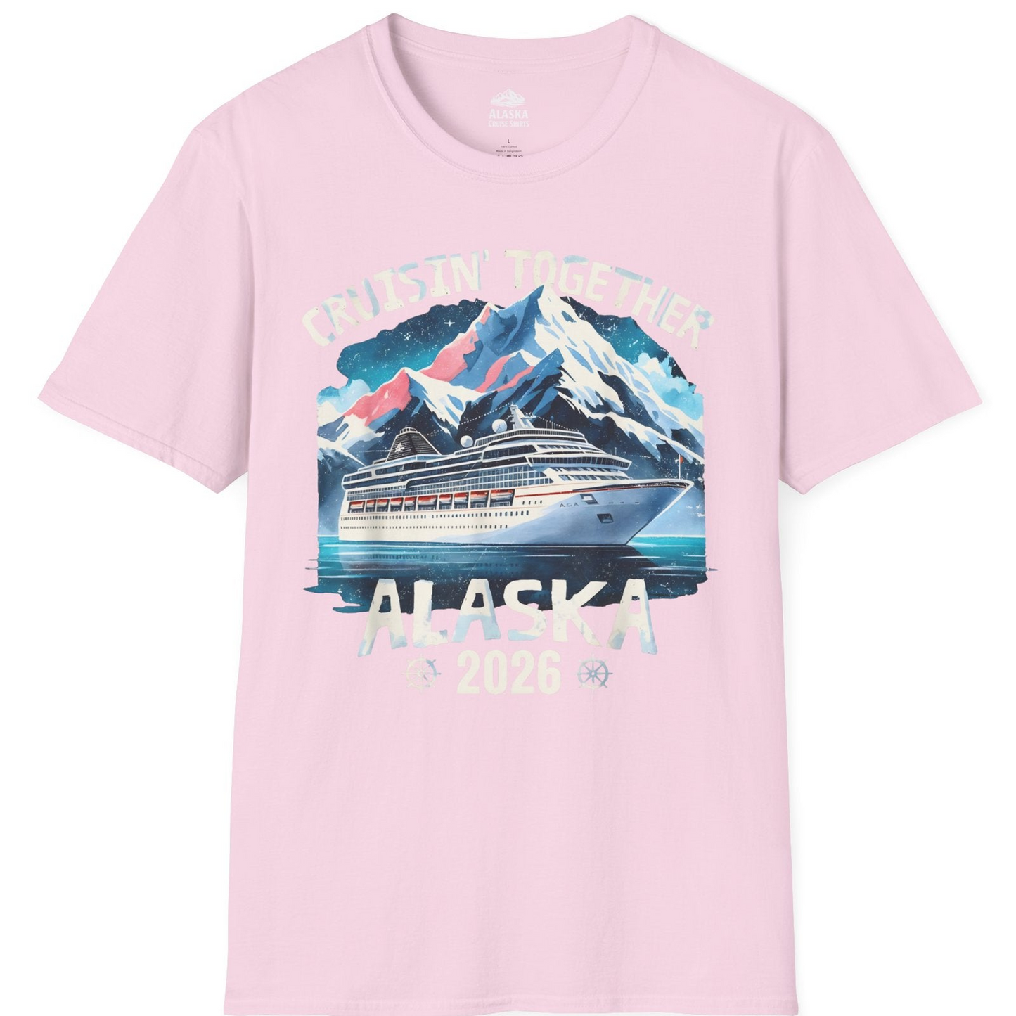 Alaska Cruise 2026 Shirt T-Shirt – Light Pink – Alaska Cruise Shirts