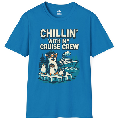 Chillin With My Cruise Crew Cute Penguins Alaska Cartoon Shirt — T-Shirt T-Shirt – Sapphire – Alaska Cruise Shirts