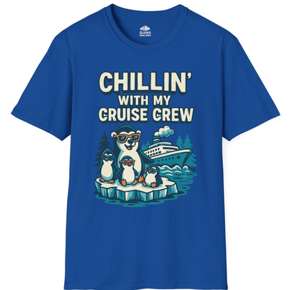Chillin With My Cruise Crew Cute Penguins Alaska Cartoon Shirt — T-Shirt T-Shirt – Royal – Alaska Cruise Shirts