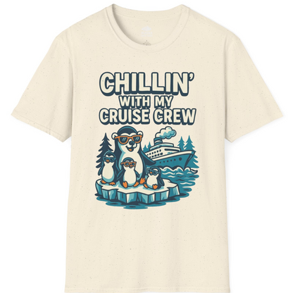Chillin With My Cruise Crew Cute Penguins Alaska Cartoon Shirt — T-Shirt T-Shirt – Natural – Alaska Cruise Shirts