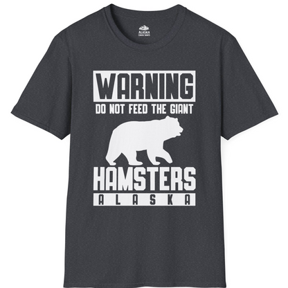 Funny Alaska Bear Giant Hamster Warning Sign Shirt for Travelers — T-Shirt T-Shirt – Dark Heather Grey – Alaska Cruise Shirts