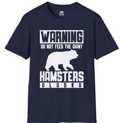 Funny Alaska Bear Giant Hamster Warning Sign Shirt for Travelers — T-Shirt T-Shirt – Navy – Alaska Cruise Shirts