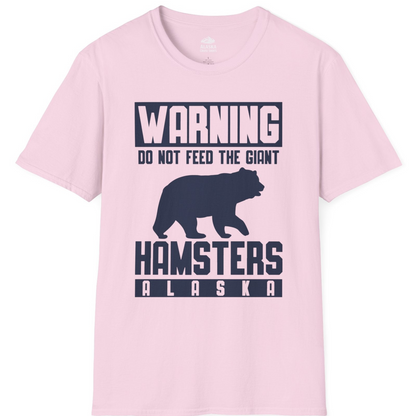 Funny Alaska Bear Giant Hamster Warning Sign Shirt for Travelers — T-Shirt T-Shirt – Light Pink – Alaska Cruise Shirts