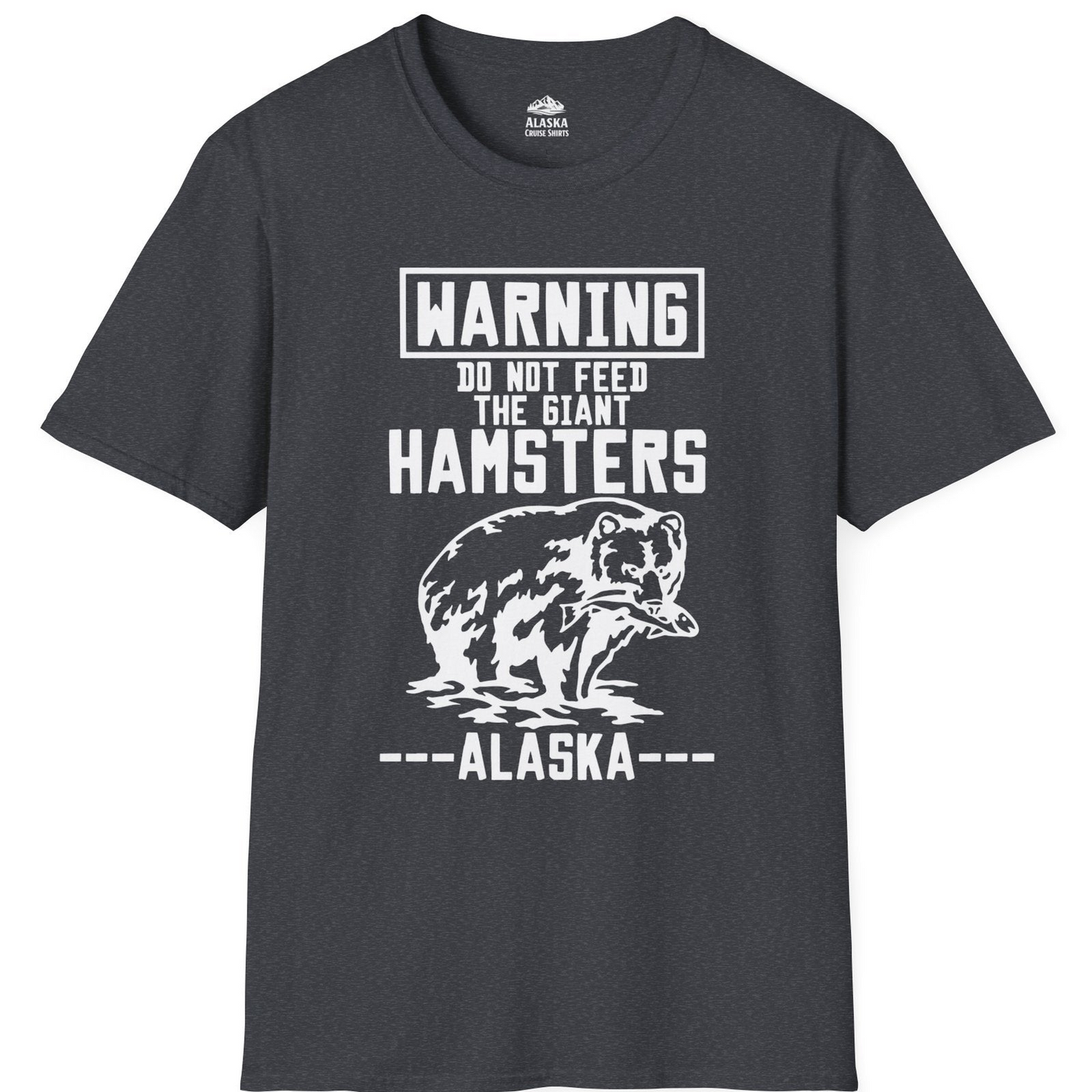Funny Alaska Bear Warning Sign Shirt T-Shirt – Dark Heather Grey – Alaska Cruise Shirts