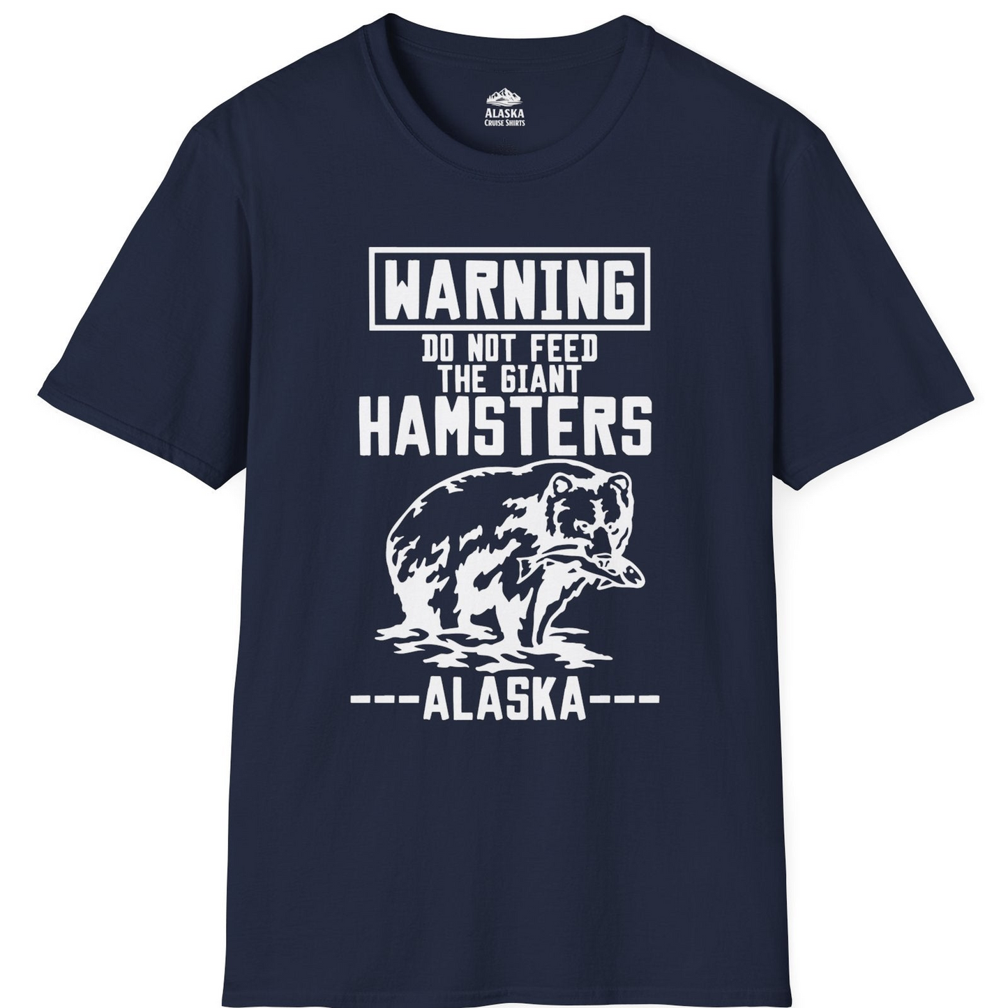 Funny Alaska Bear Warning Sign Shirt T-Shirt – Navy – Alaska Cruise Shirts