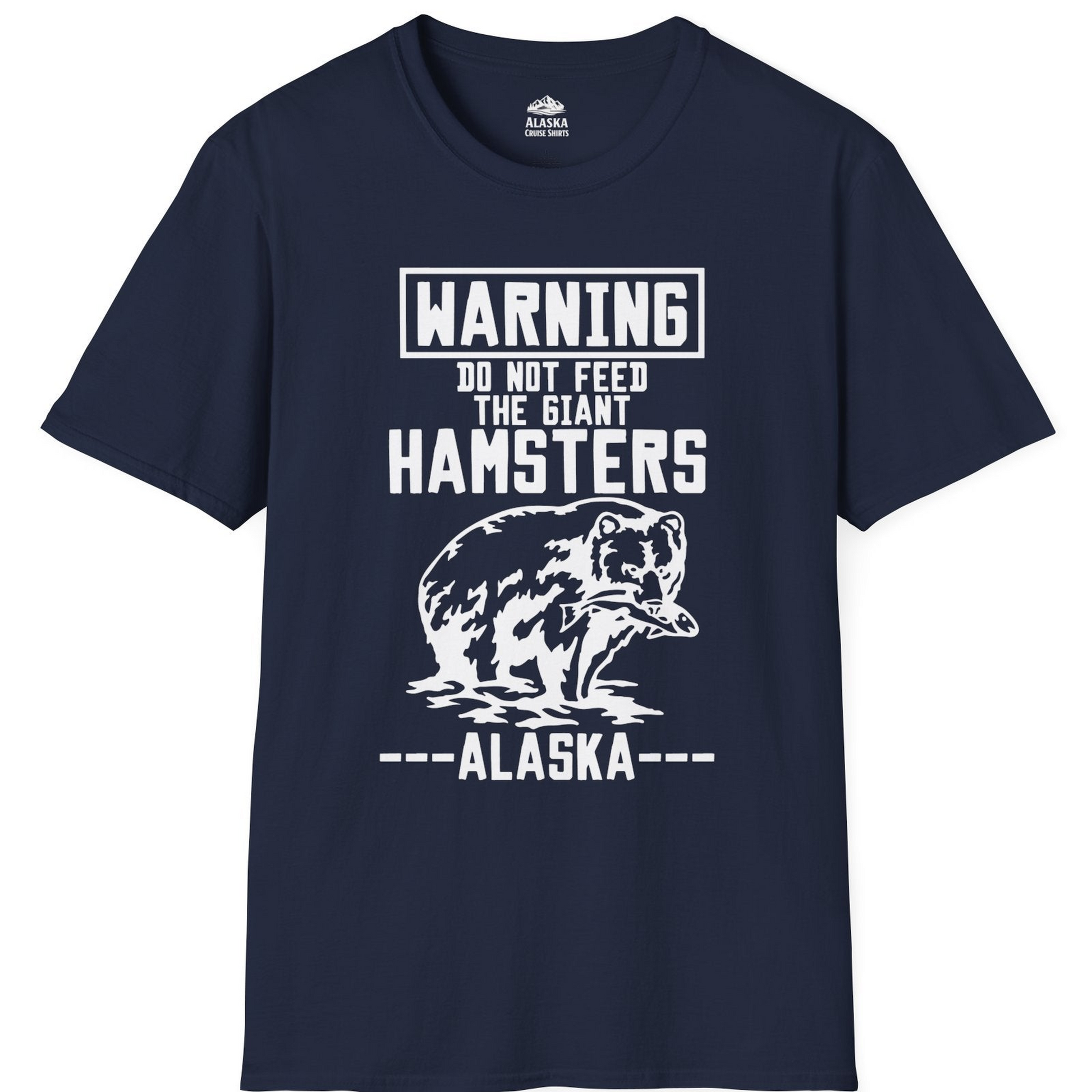 Funny Alaska Bear Warning Sign Shirt T-Shirt – Navy – Alaska Cruise Shirts