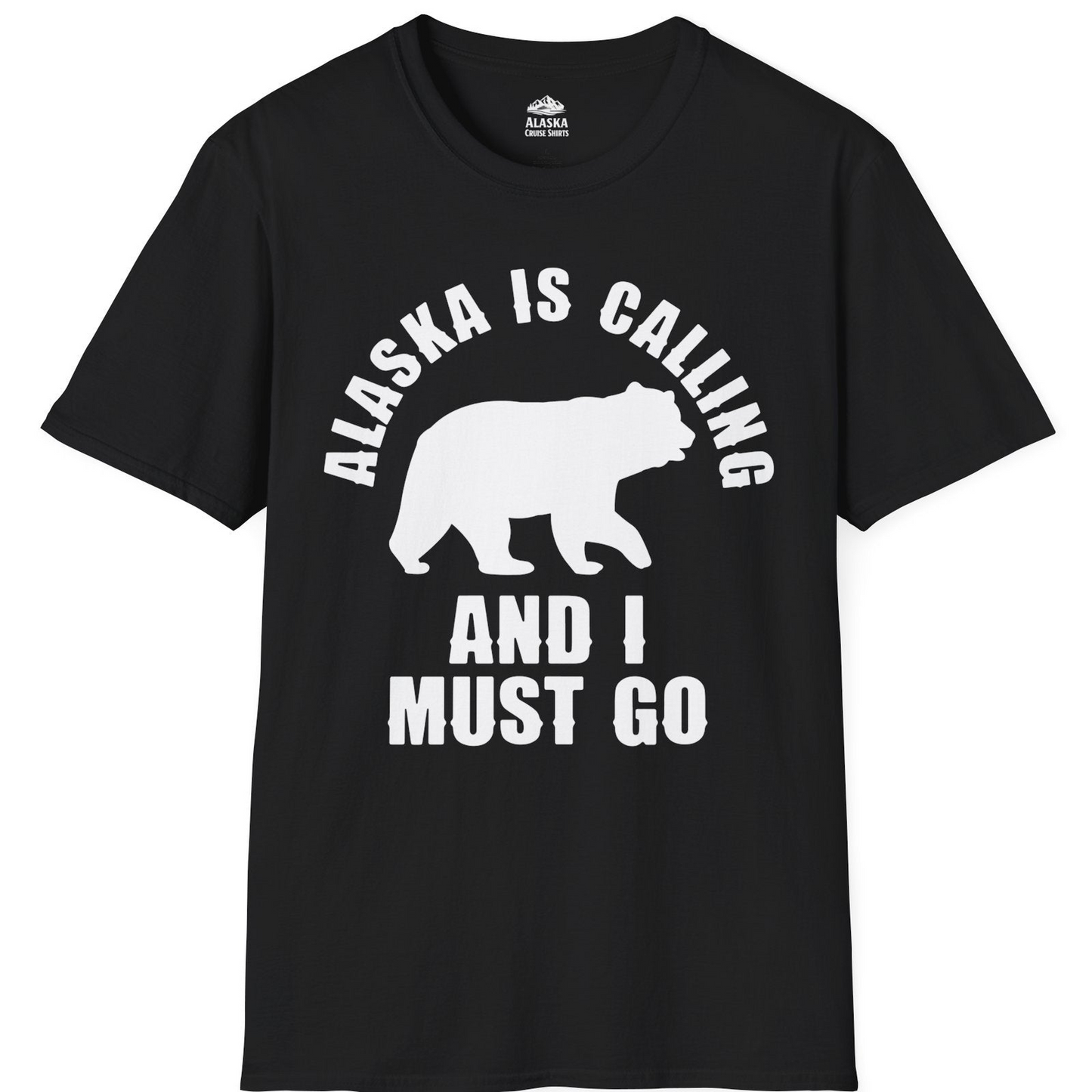 Alaska Is Calling Bear Silhouette Adventure Shirt T-Shirt – Black – Alaska Cruise Shirts