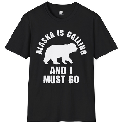 Alaska Is Calling Bear Silhouette Adventure Shirt T-Shirt – Black – Alaska Cruise Shirts