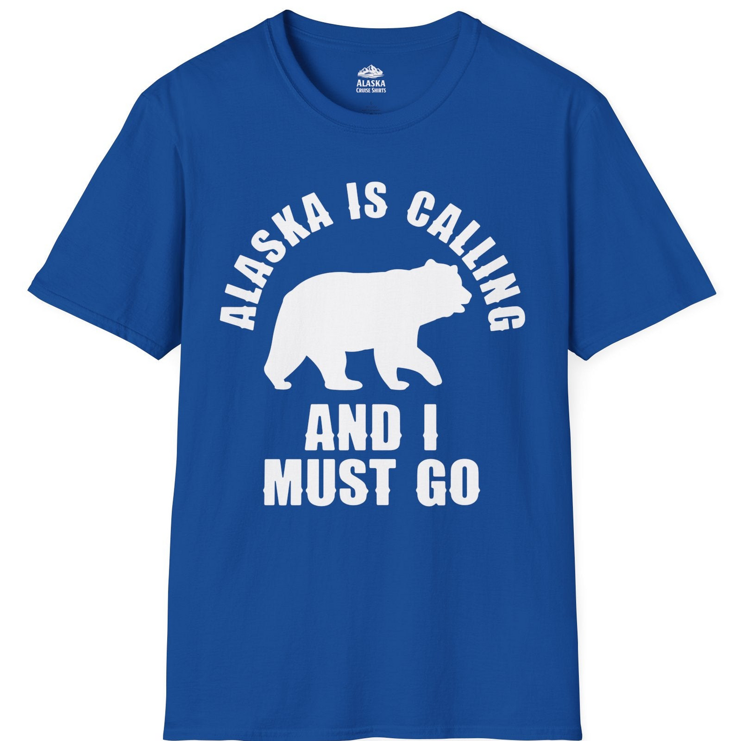 Alaska Is Calling Bear Silhouette Adventure Shirt T-Shirt – Royal – Alaska Cruise Shirts